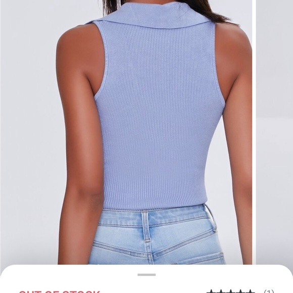 Collared Crop Top in Brown Size Medium - Picture 3 of 4